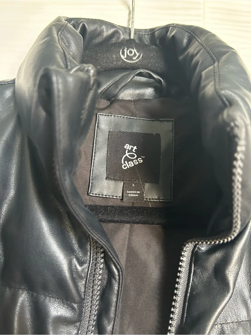 art class Black Quilted Faux Leather Puffer Jacket